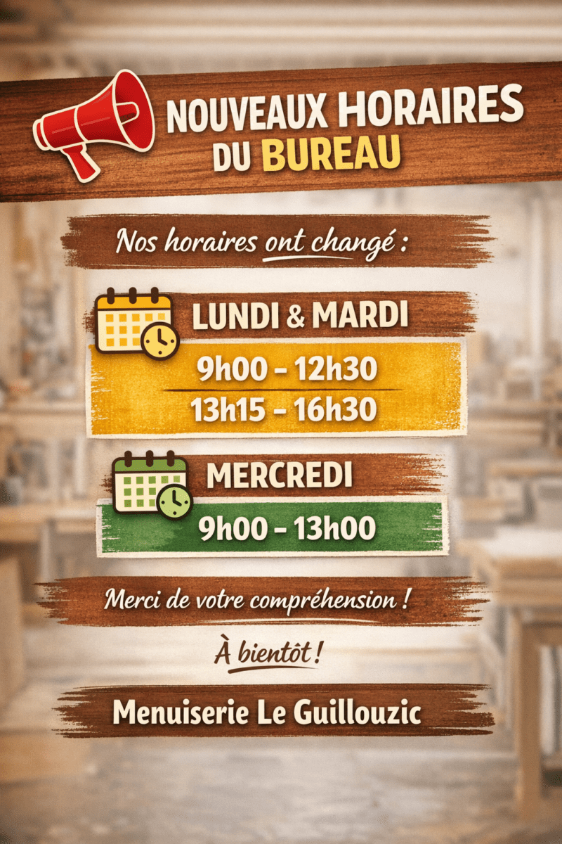 📢 Nouveaux horaires du bureau